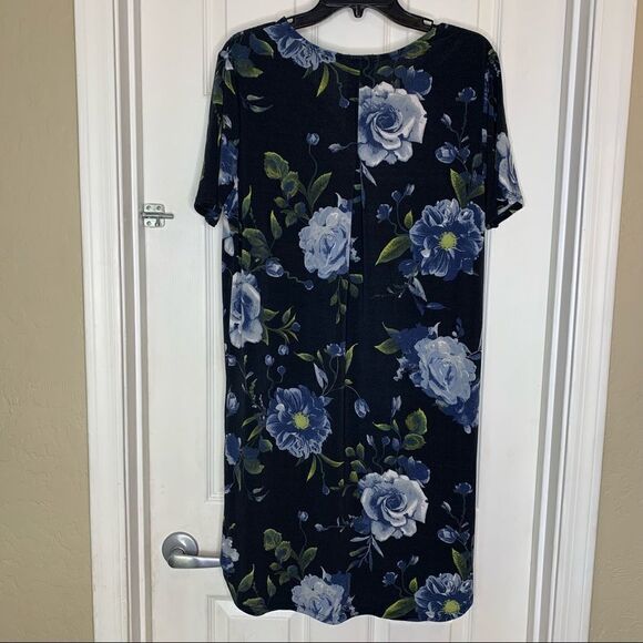CHRISTIAN SIRIANO V-Neck Tunic DRESS Black Floral - Size XL - Picture 4 of 8